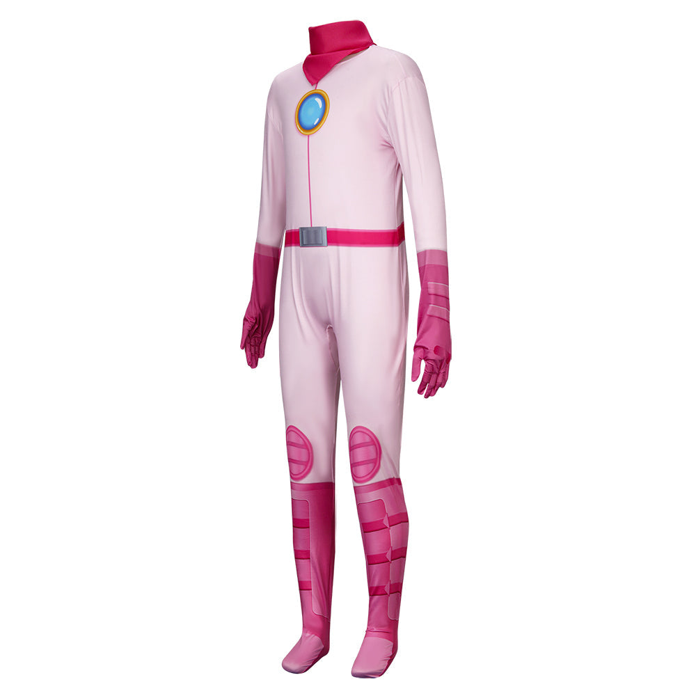 Kids Princess Peach Pink Jumpsuit The Super Mario Bros. Movie Vikidoky