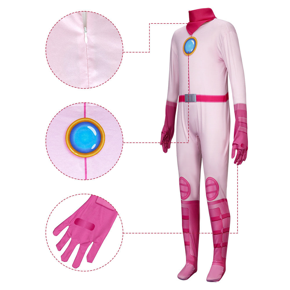 Kids Princess Peach Pink Jumpsuit The Super Mario Bros. Movie Vikidoky