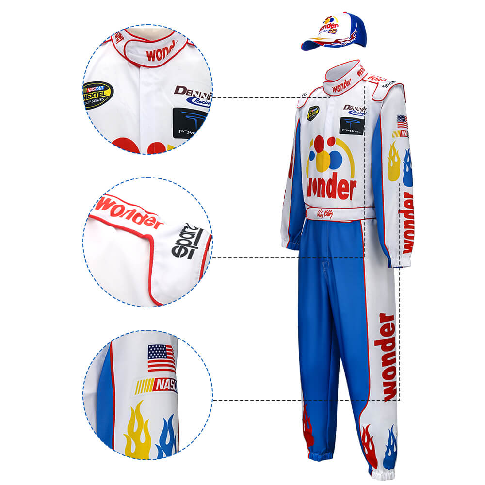 Talladega Nights The Ballad of Ricky Bobby Nascar Cosplay Costume Printed Style (Ready to Ship) Vikidoky