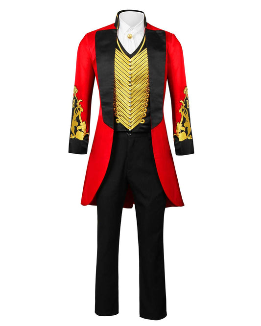 The Greatest Showman Cosplay Costume P.T. Barnum Red Circus Ringmaster Suit Vikidoky