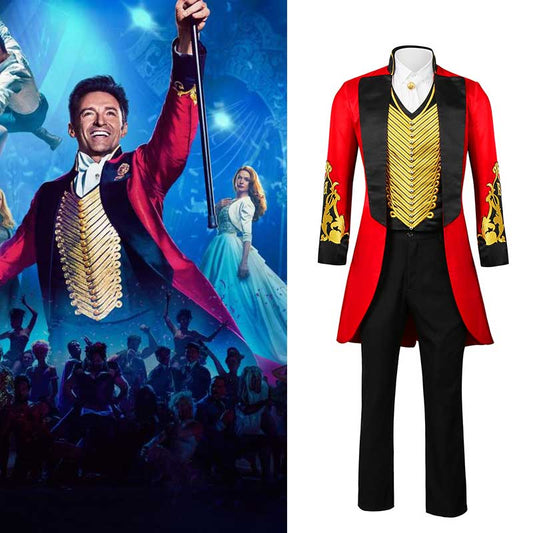 The Greatest Showman Cosplay Costume P.T. Barnum Red Circus Ringmaster Suit Vikidoky
