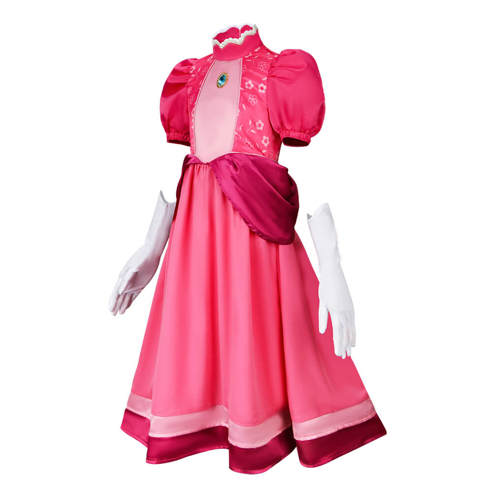 Kids Princess Peach Cosplay Costume The Super Mario Bros. Movie (120-140 Ready to Ship) Vikidoky