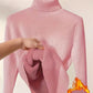 Fleece Turtle Neck Sweater Winter Warm Elegant Thick Knitted Pullover Tops Women's Clothing