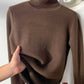 Fleece Turtle Neck Sweater Winter Warm Elegant Thick Knitted Pullover Tops Women's Clothing