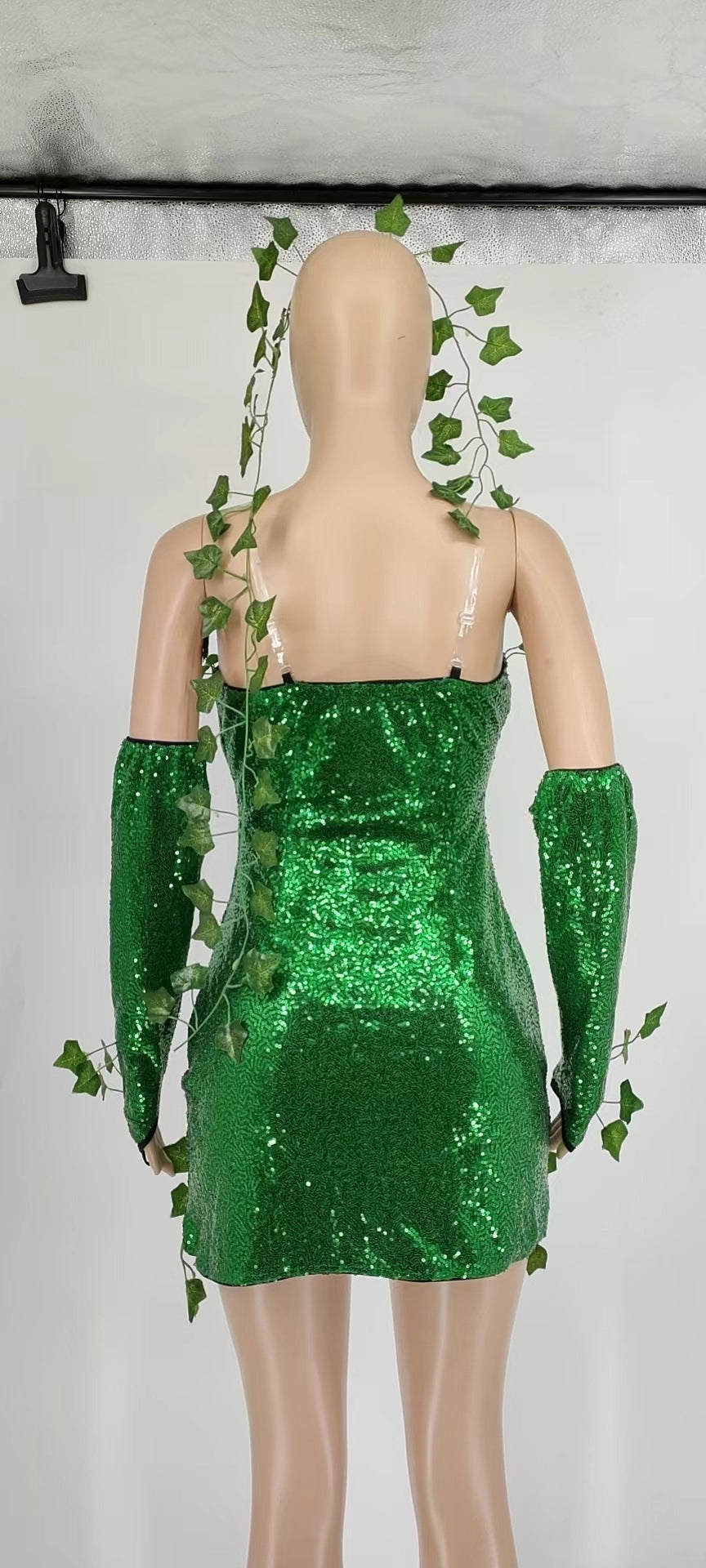 Poison Ivy Costume Sequin Halloween Play Costume Ladies Dress