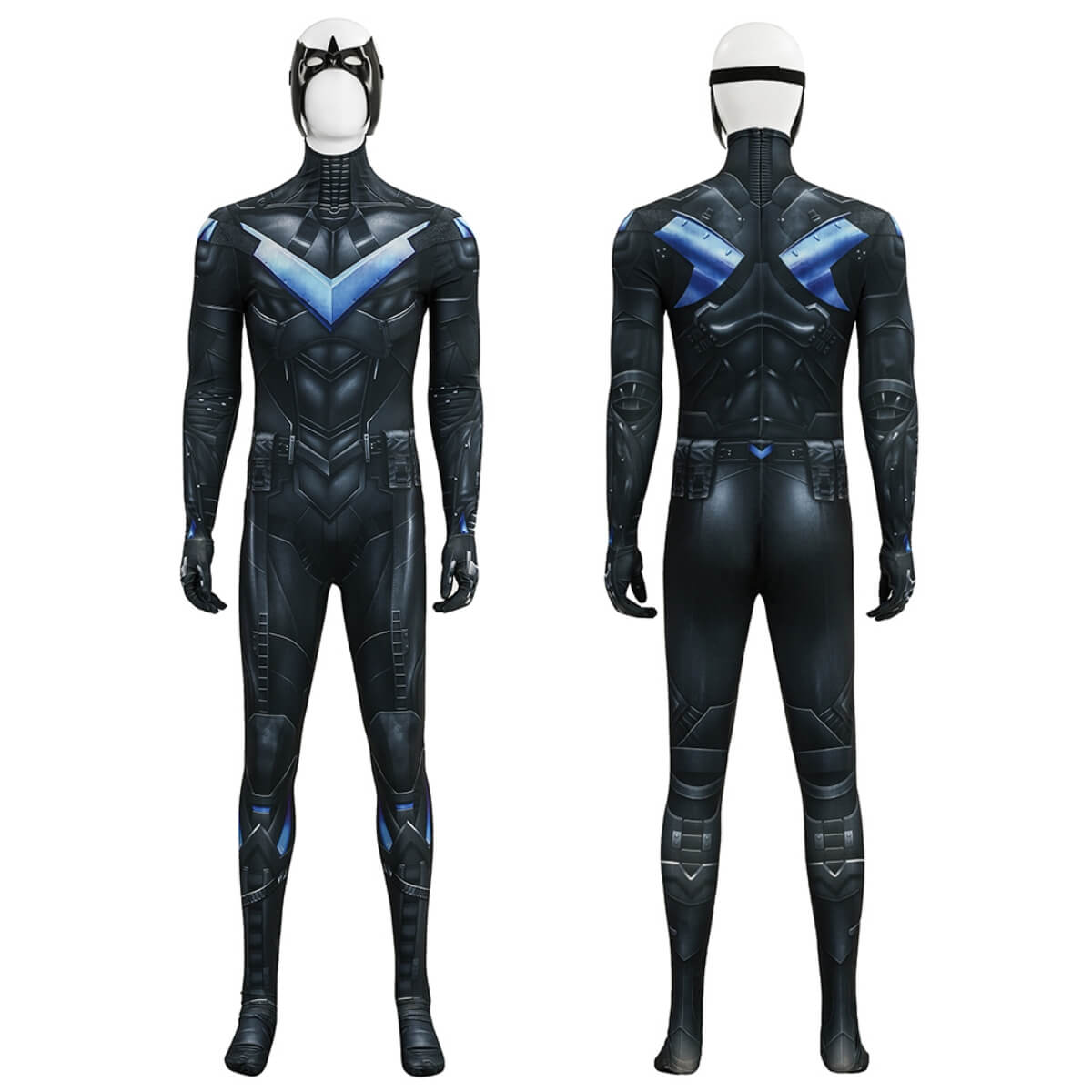 Arkham Knight Dick Grayson Cosplay Costume Jumpsuit Eye Mask
