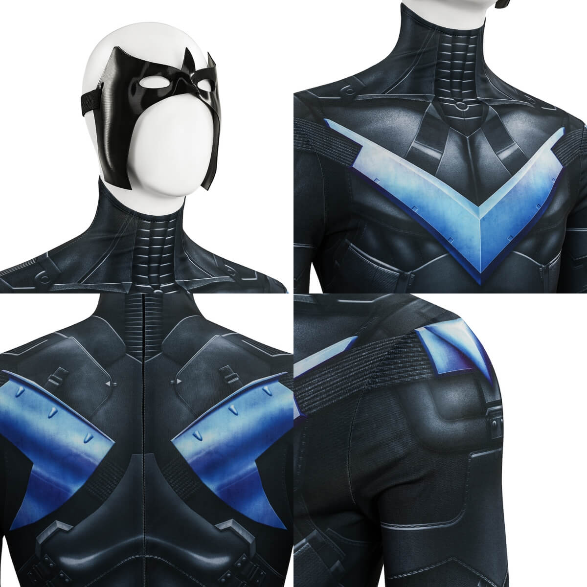 Arkham Knight Dick Grayson Cosplay Costume Jumpsuit Eye Mask