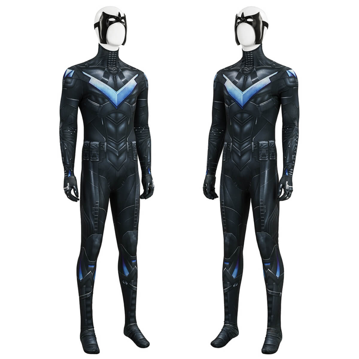 Arkham Knight Dick Grayson Cosplay Costume Jumpsuit Eye Mask