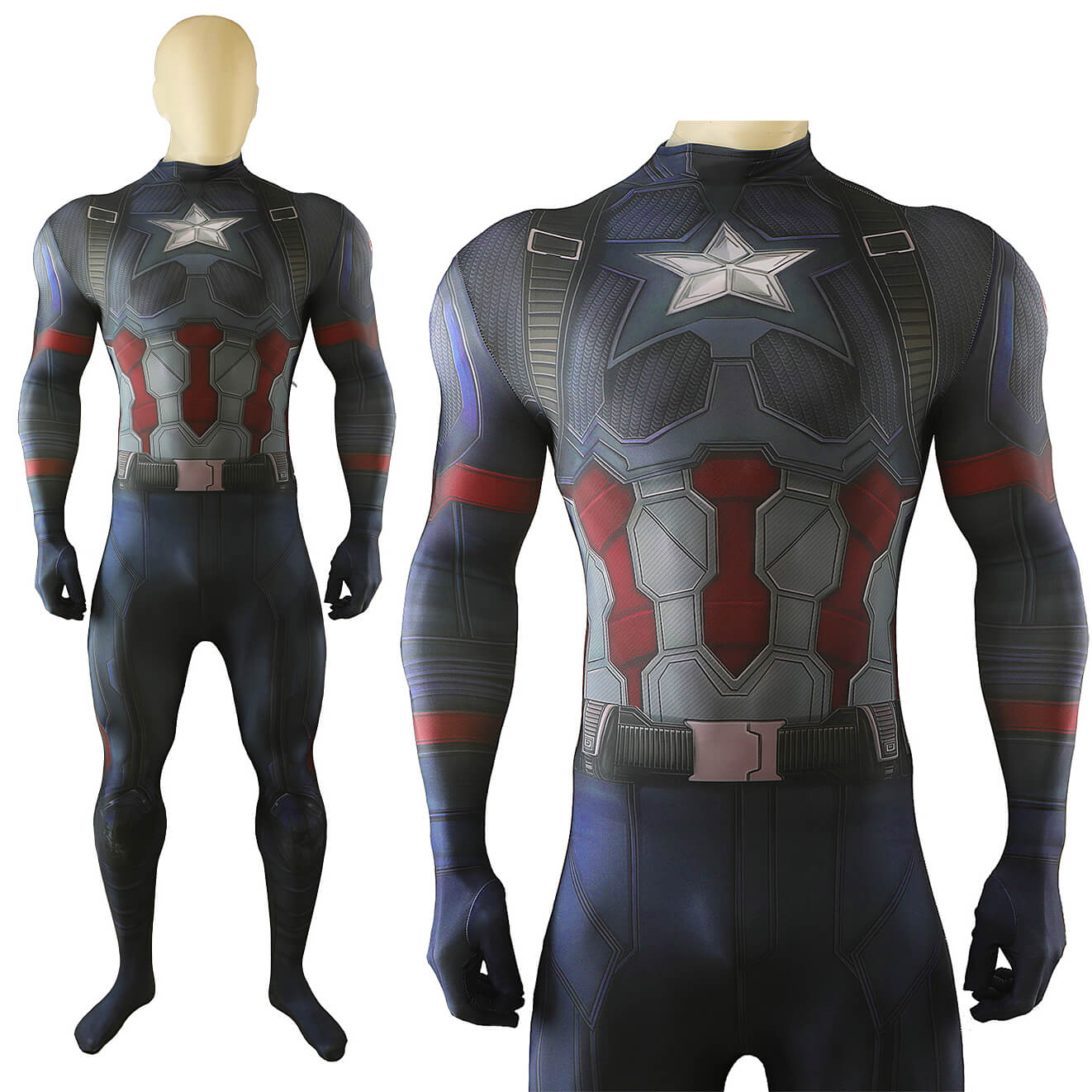 Avengers 5 Doomsday Captain America Cosplay Costume Printed Bodysuit