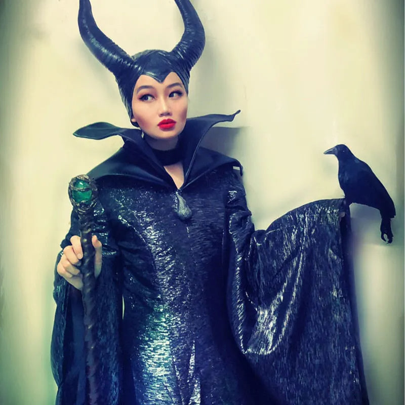 Disney Maleficent Angelina Jolie Cosplay Costume Dress Helmet Mistress of Evil Vikidoky