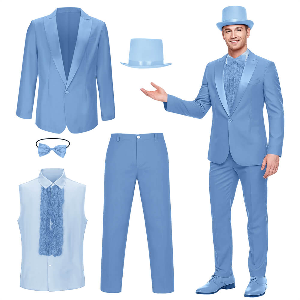 Harry Dunne Dumb and Dumber Blue Suit Cosplay Costume for Men