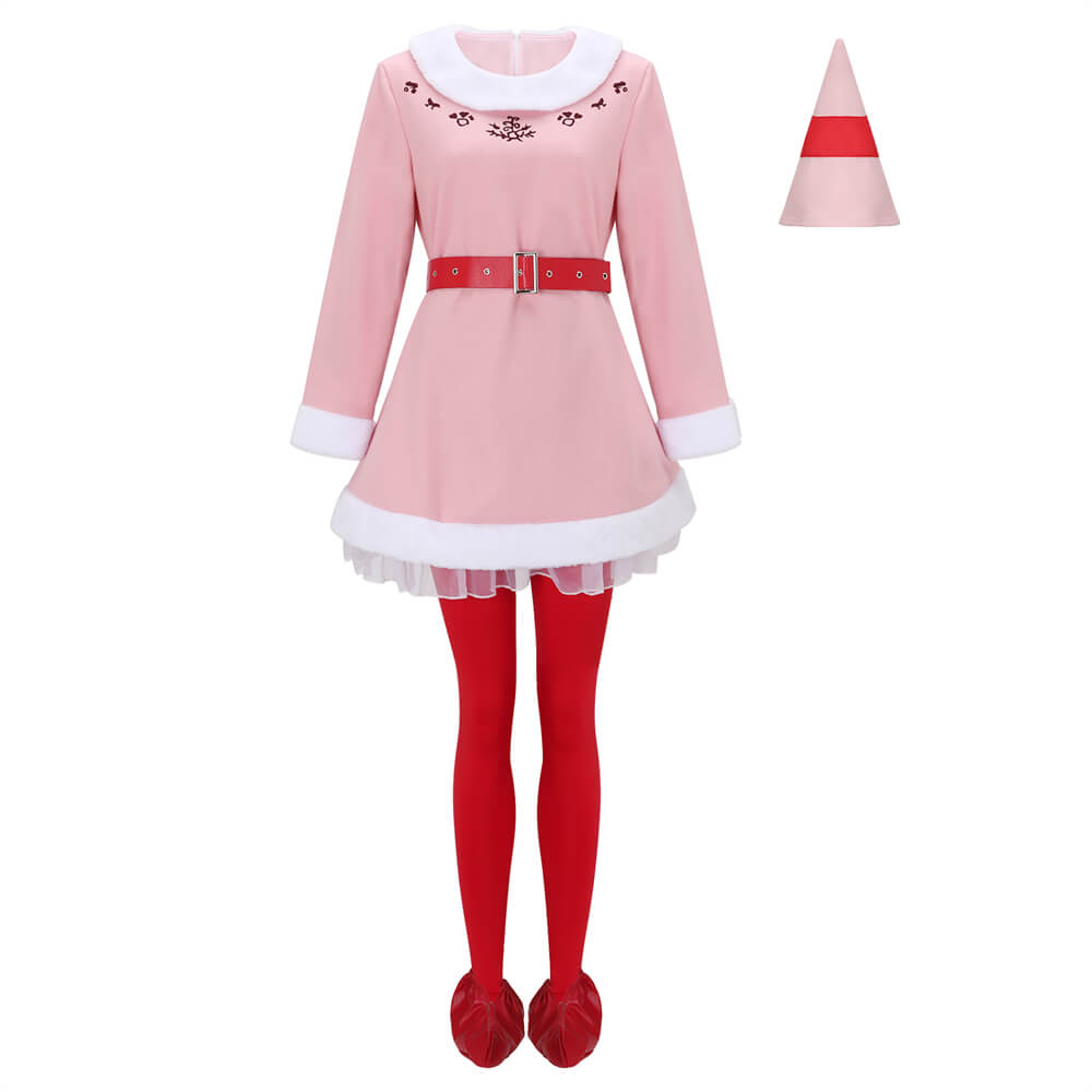 Jovie Elf Pink Dress Christmas Costume Cosplay Vikidoky