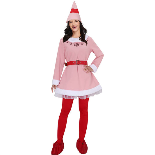 Jovie Elf Pink Dress Christmas Costume Cosplay Vikidoky