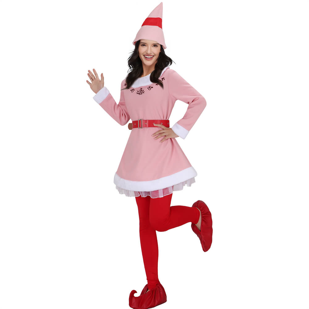 Jovie Elf Pink Dress Christmas Costume Cosplay Vikidoky