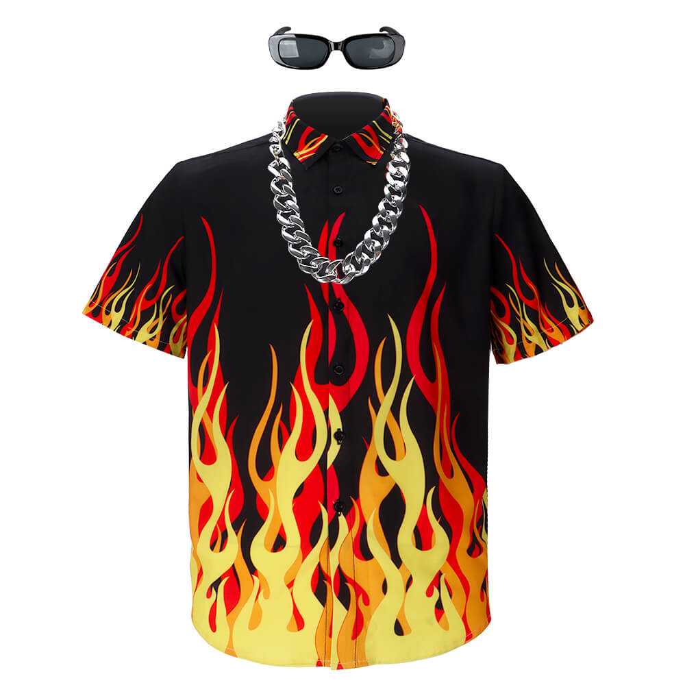 Guy Fieri Flame Button Down T-Shirt For Men (Ready to Ship) Vikidoky