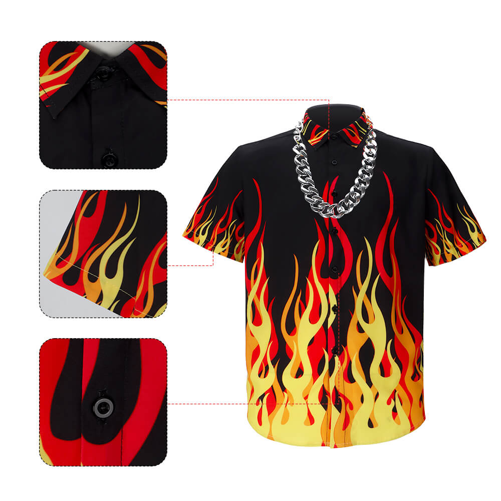 Guy Fieri Flame Button Down T-Shirt For Men (Ready to Ship) Vikidoky