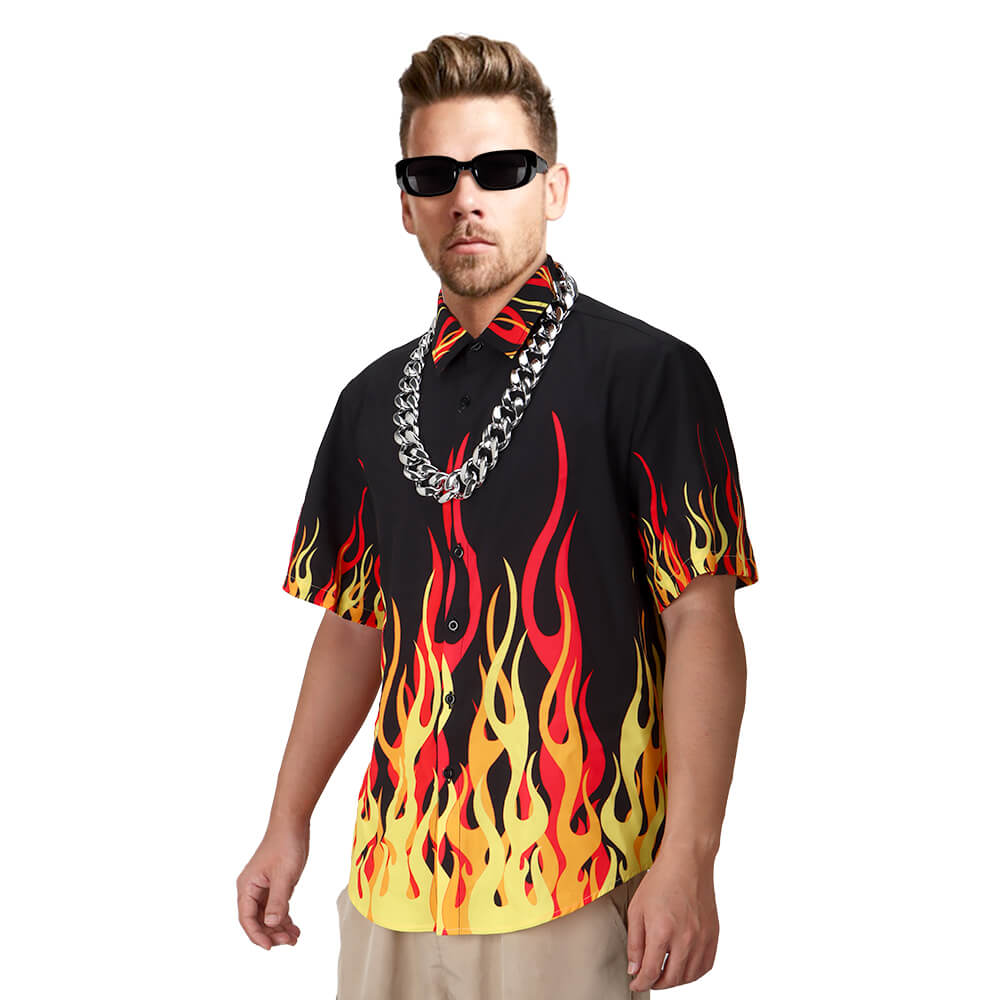 Guy Fieri Flame Button Down T-Shirt For Men (Ready to Ship) Vikidoky