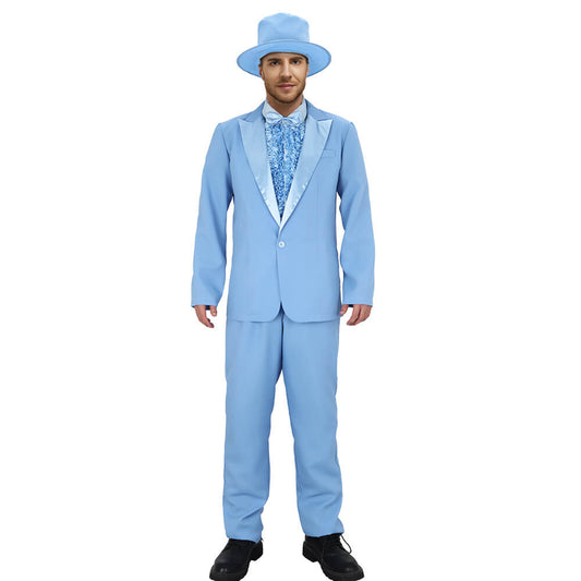 Harry Dunne Dumb and Dumber Blue Suit Cosplay Costume for Men