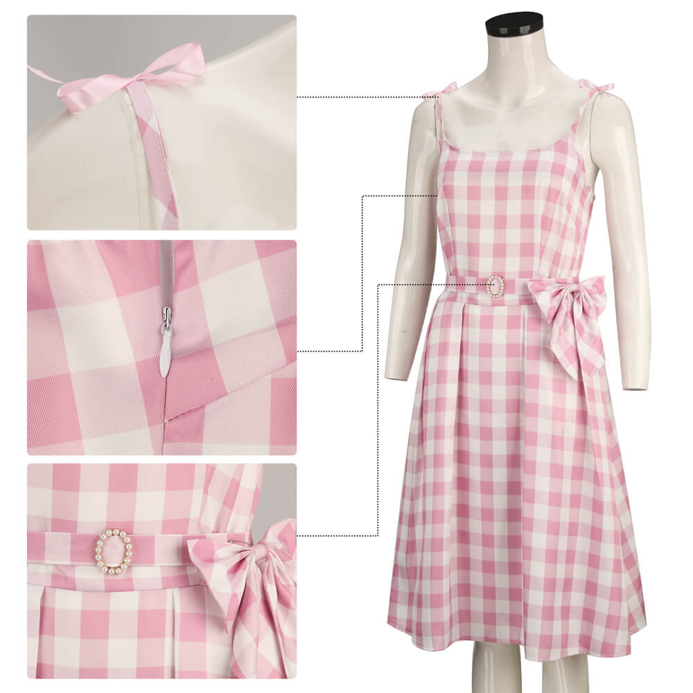 Pink Summer Dress Margot Robbie 2023 Movie Cosplay Outfits (Ready to Ship)