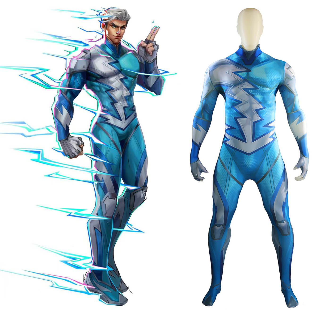 Marvel Rivals Quicksilver Cosplay Costume Jumpsuit
