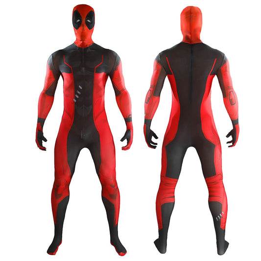 Marvel Rivals Deadpool Jumpsuit Mask Cosplay Costume Printed Style