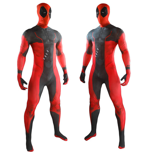 Marvel Rivals Deadpool Jumpsuit Mask Cosplay Costume Printed Style