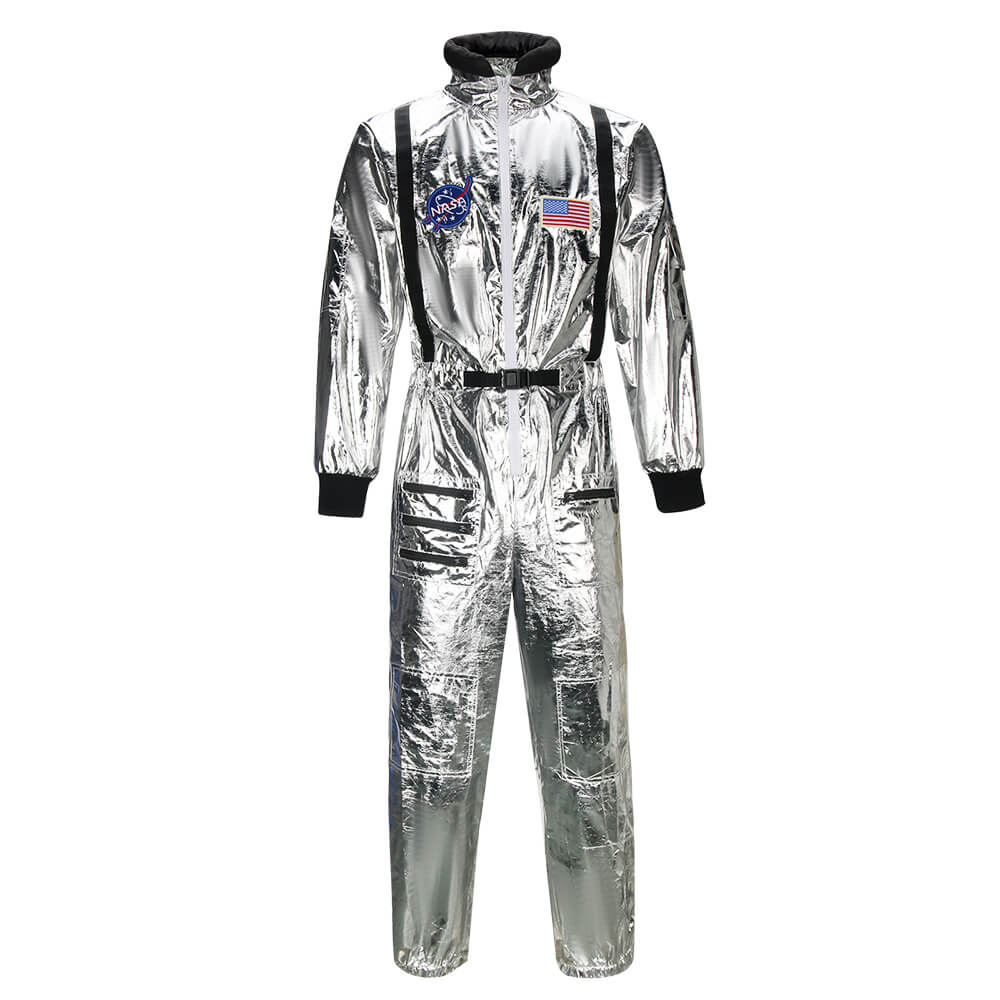 Vikidoky Adults Astronaut Costume NASA Silver Space Suit for Halloween ...