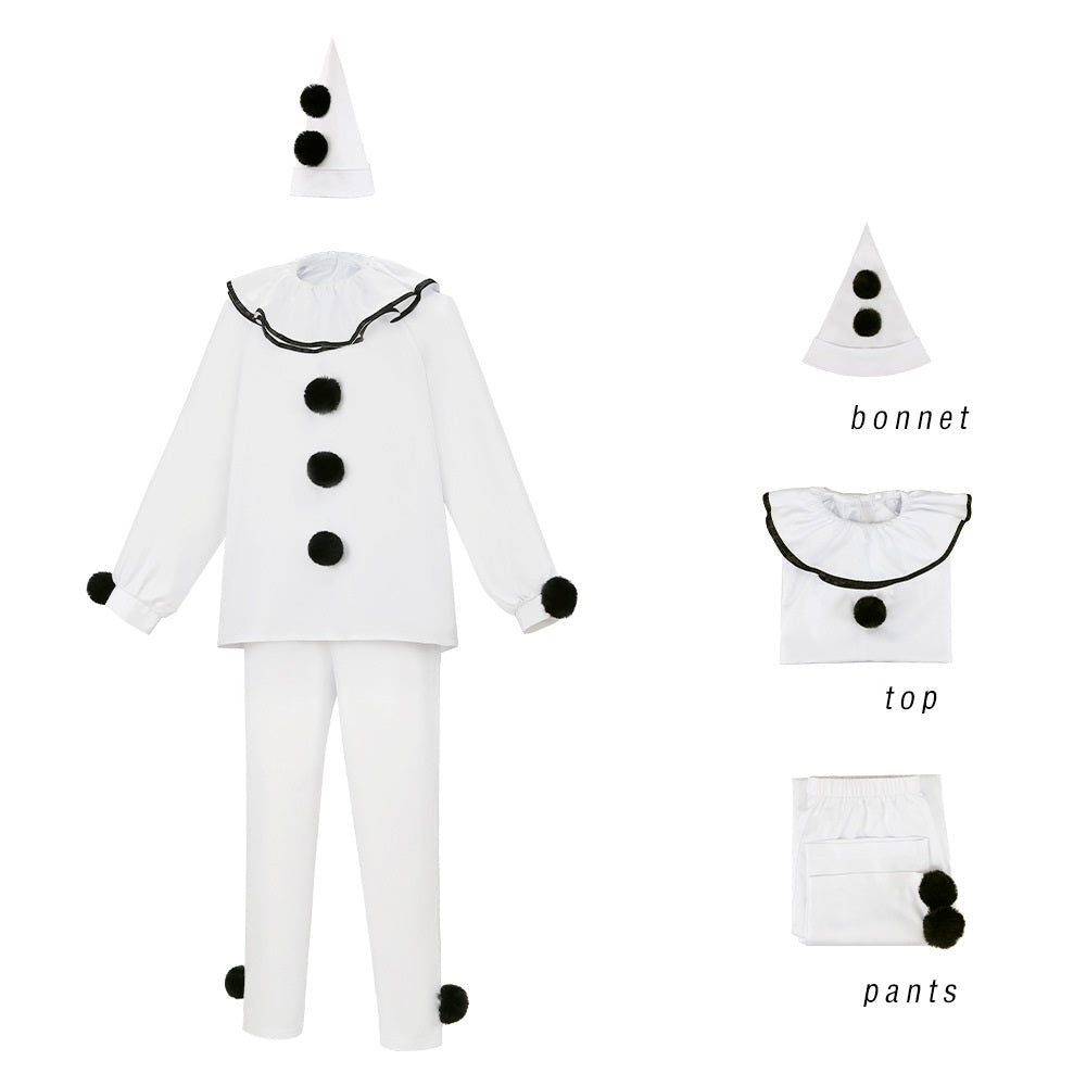 Pierrot Clown Costume Halloween Mime Stage Cosplay Outfits (Ready to Ship)
