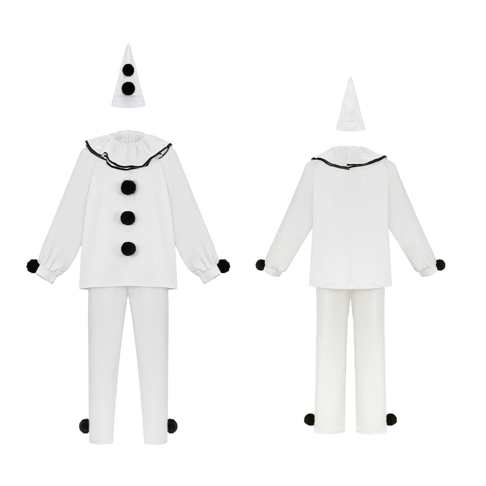 Pierrot Clown Costume Halloween Mime Stage Cosplay Outfits (Ready to Ship)
