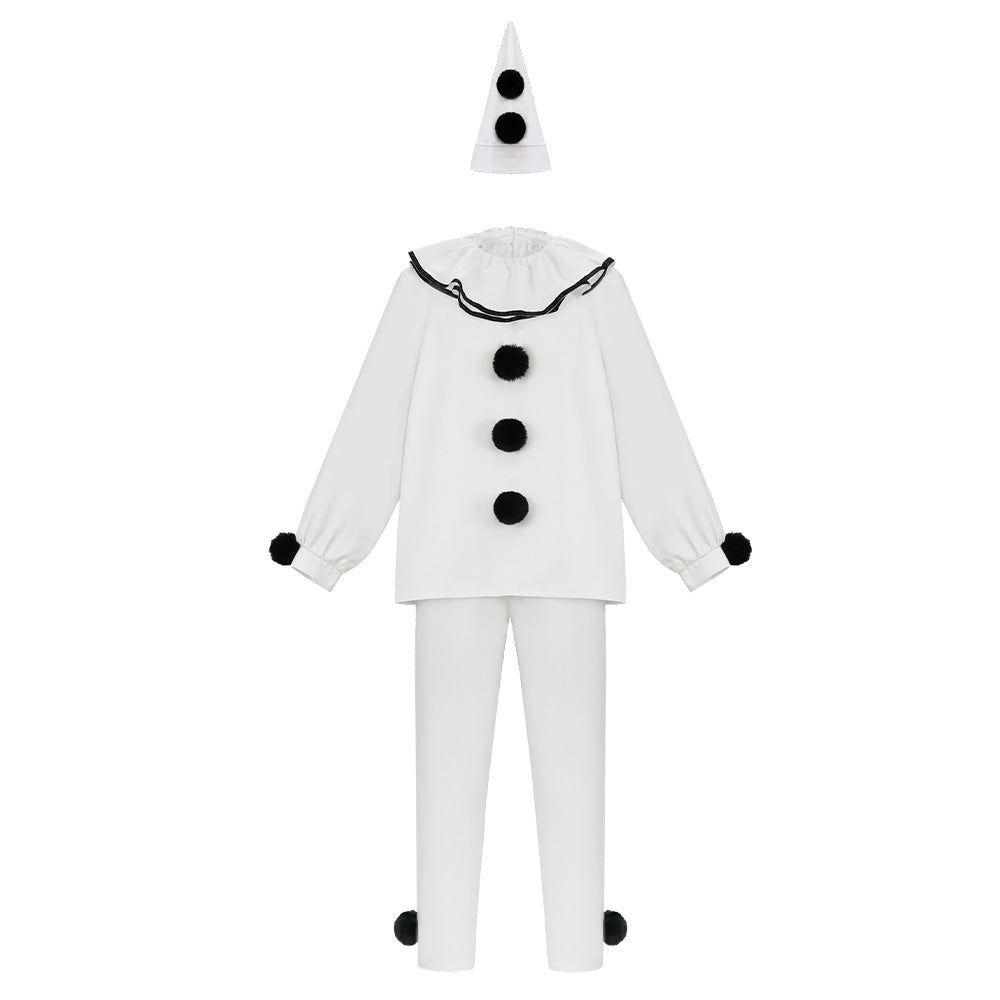 Pierrot Clown Costume Halloween Mime Stage Cosplay Outfits (Ready to Ship)