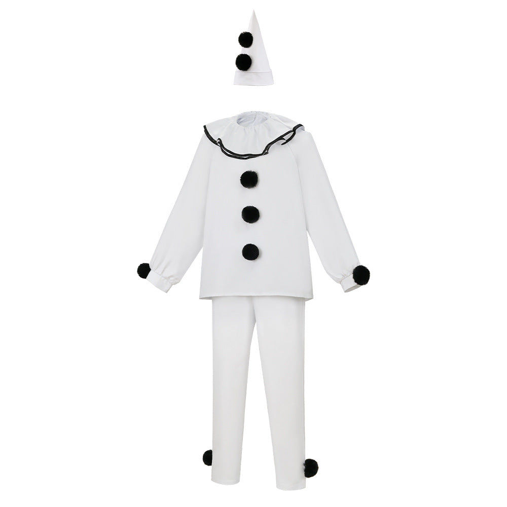 Pierrot Clown Costume Halloween Mime Stage Cosplay Outfits (Ready to Ship)