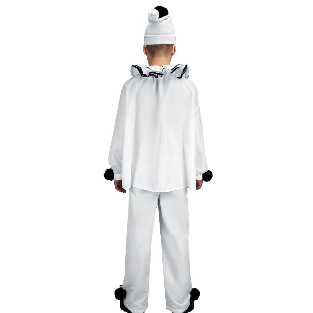 Pierrot Clown Costume Halloween Mime Stage Cosplay Outfits Vikidoky