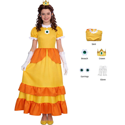 Princess Daisy Costume Dress Super Mario Cosplay