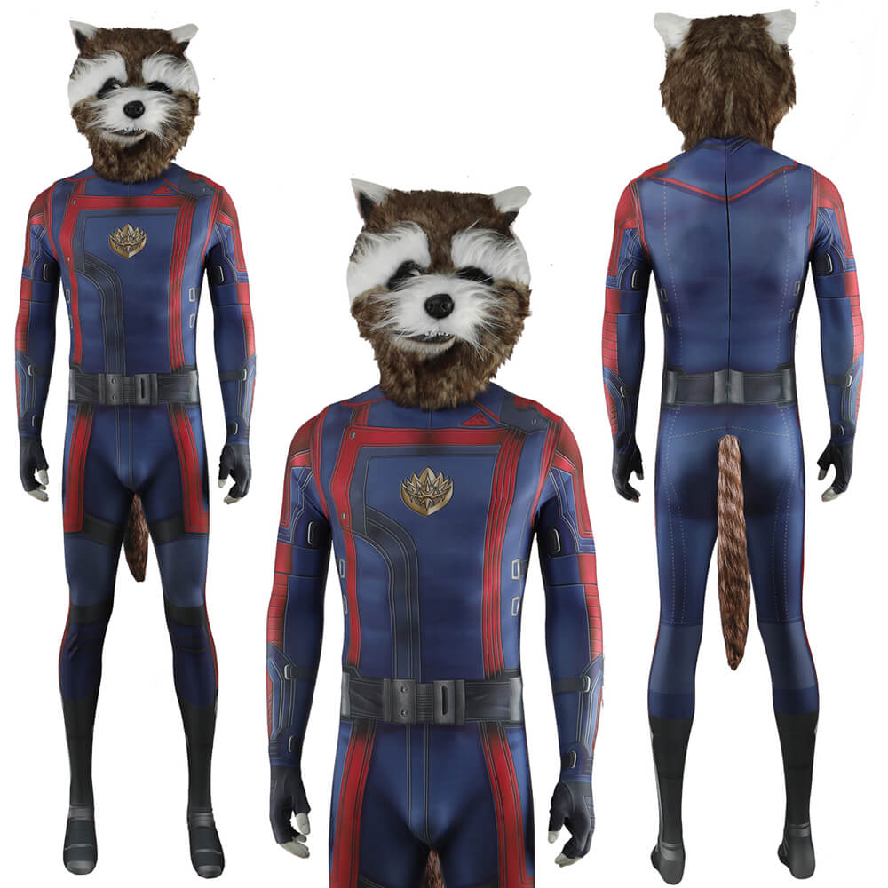 Rocket Raccoon Cosplay Costume Mask Guardians of the Galaxy Vol. 3 Adults Kids