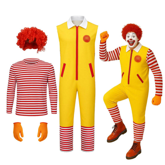 Ronald Clown Cosplay Costume Halloween Outfits M Uncle