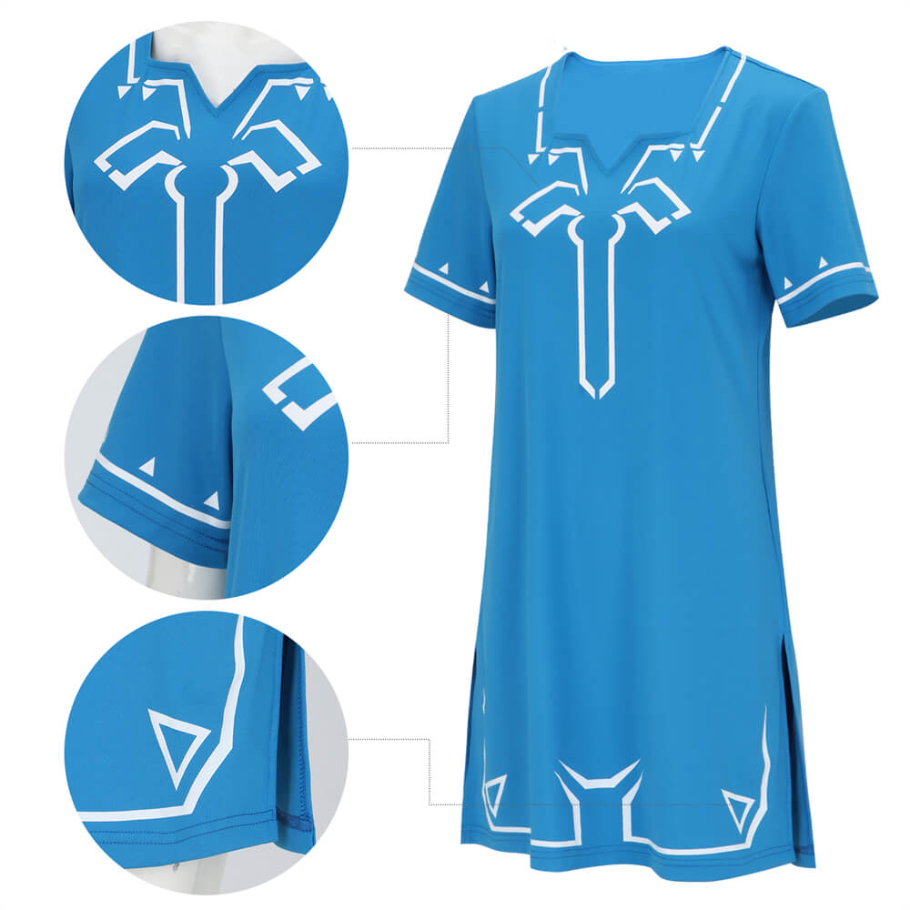 The Legend of Zelda Link Blue Dress for Summer Breath of the Wild Cosplay Costume