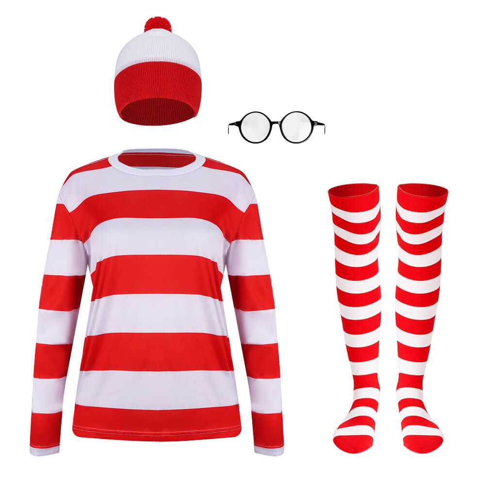 Where's Wally Waldo Cosplay Costume for Women