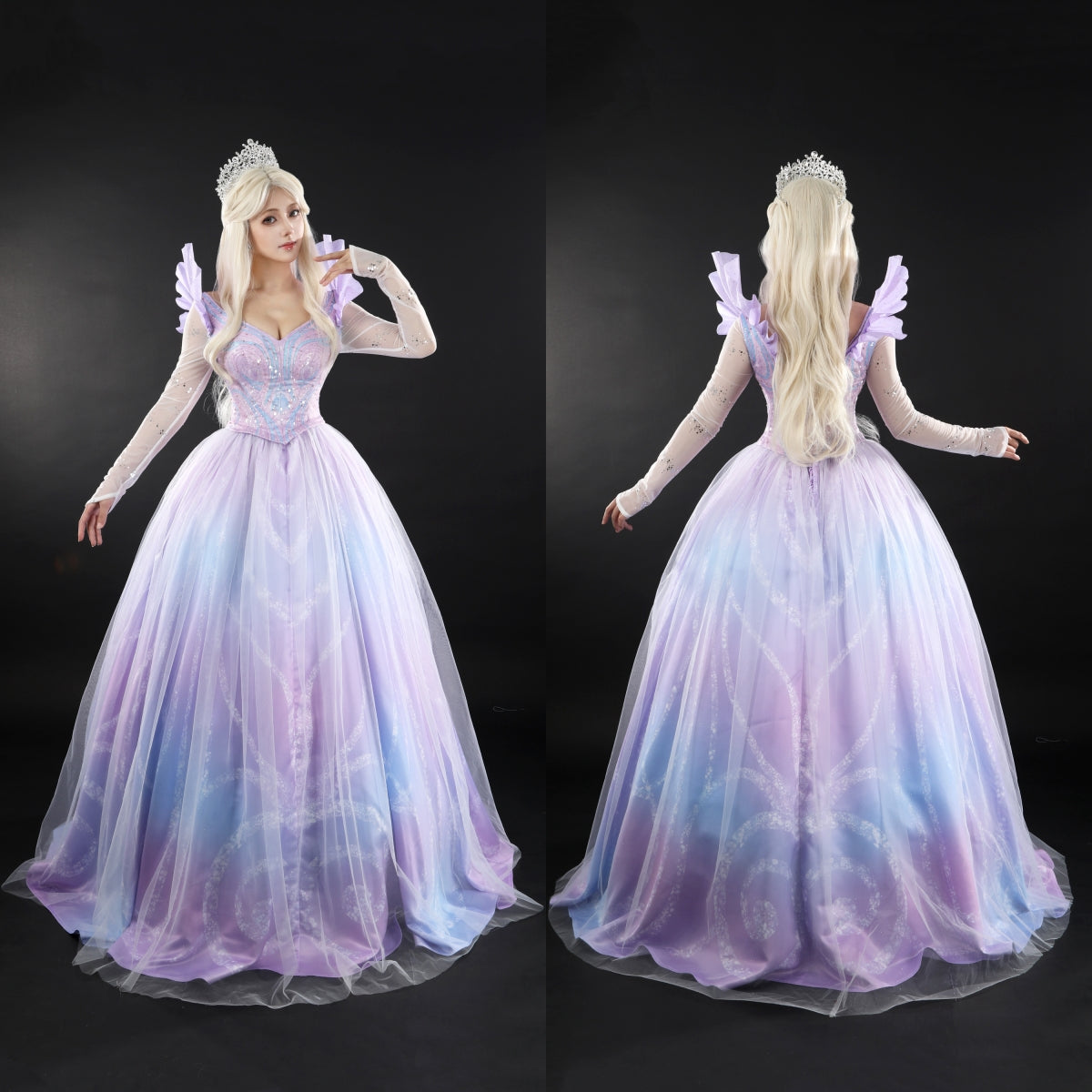 Wicked: For Good Glinda Upland Cosplay Costume Party Dress Vikidoky – VikiDoky