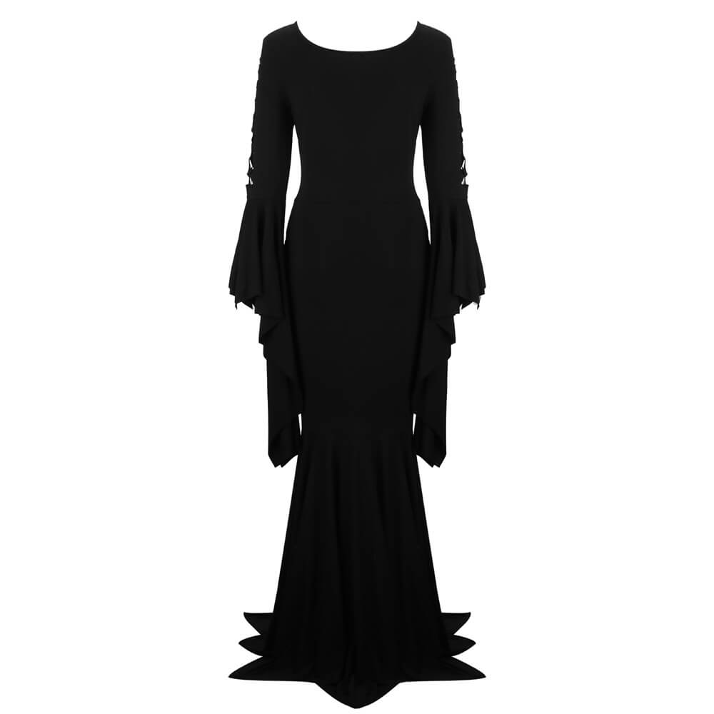 Gothic Morticia Party Dress Cosplay Outfits Retro Long Dress