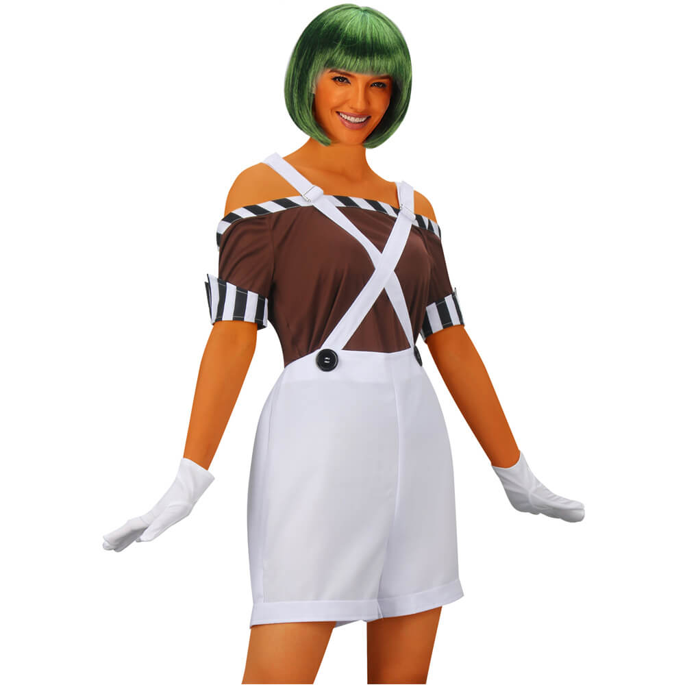 Women's Oompa Loompa Cosplay Costume Wig Willy Wonka Chocolate Factory