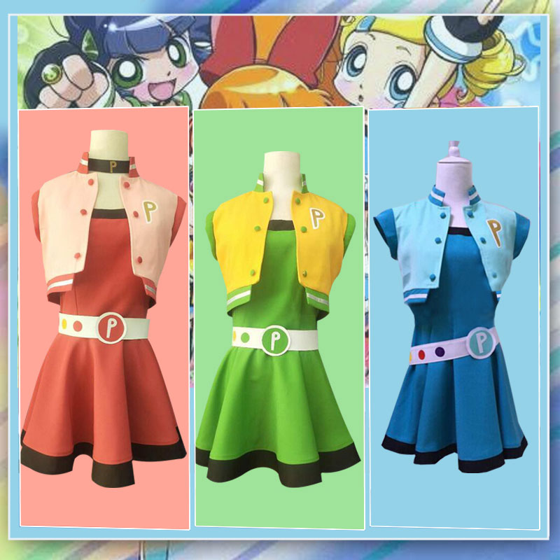 Vikidoky The Powerpuff Girls Z Buttercup Bubbles Blossom Cosplay